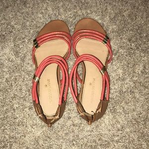 Orange and Gold Strappy Sandals with Gold Details